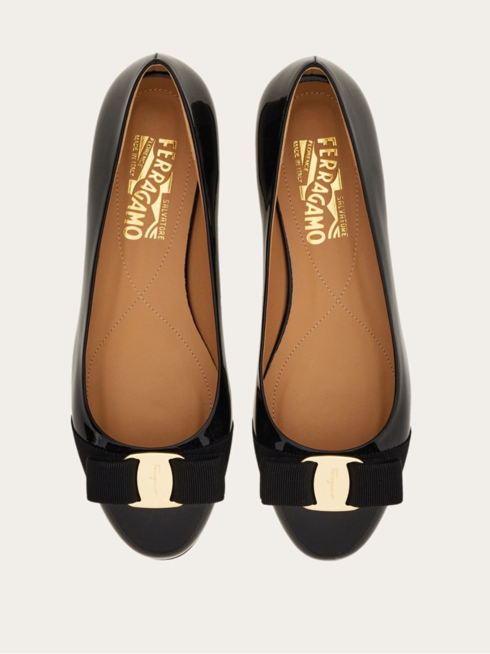 Salvatore Ferragamo Varina Black Patent Leather Ballet Flats